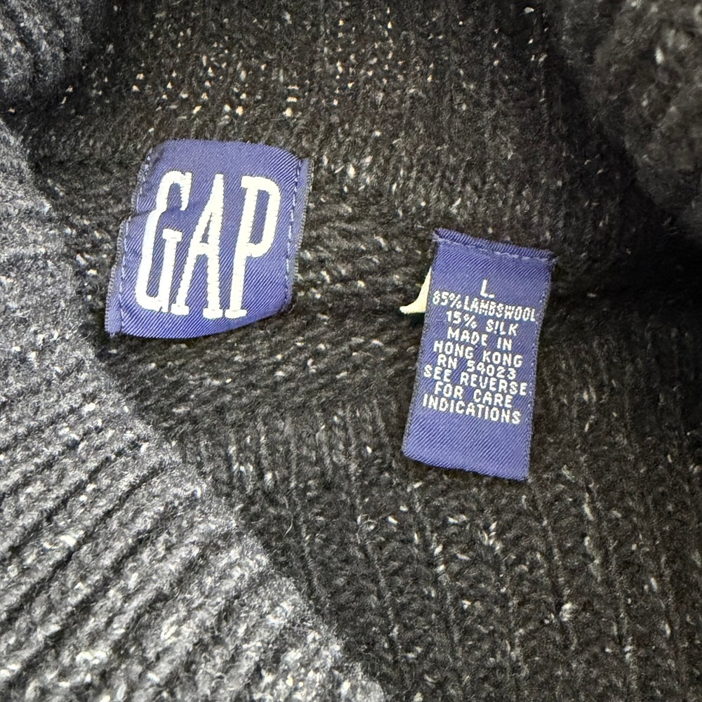 Gap Womens Charcoal Grey Lambswool Silk Turtleneck Marled‎ Sweater Large W19 - Picture 3 of 10